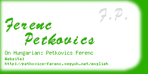 ferenc petkovics business card